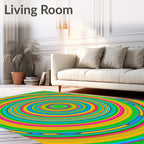 Vibrant Green Blue Yellow Pink Circles Rug