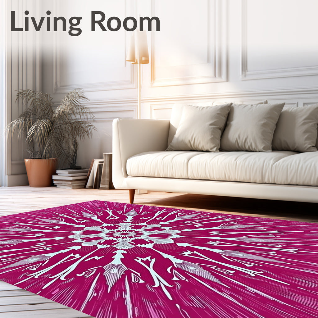 Vibrant Magenta Radial Bloom Rug