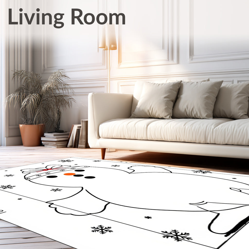 Charming Snowman With Snowflakes Collection Rug