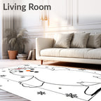 Charming Snowman With Snowflakes Collection Rug