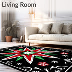 Bold Red Starburst Festive Ornament Rug