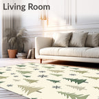 Creamy Beige Pine Wreath Snowflakes Rug