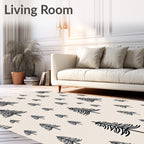 Whimsical Black Tree Forest Scene Rug
