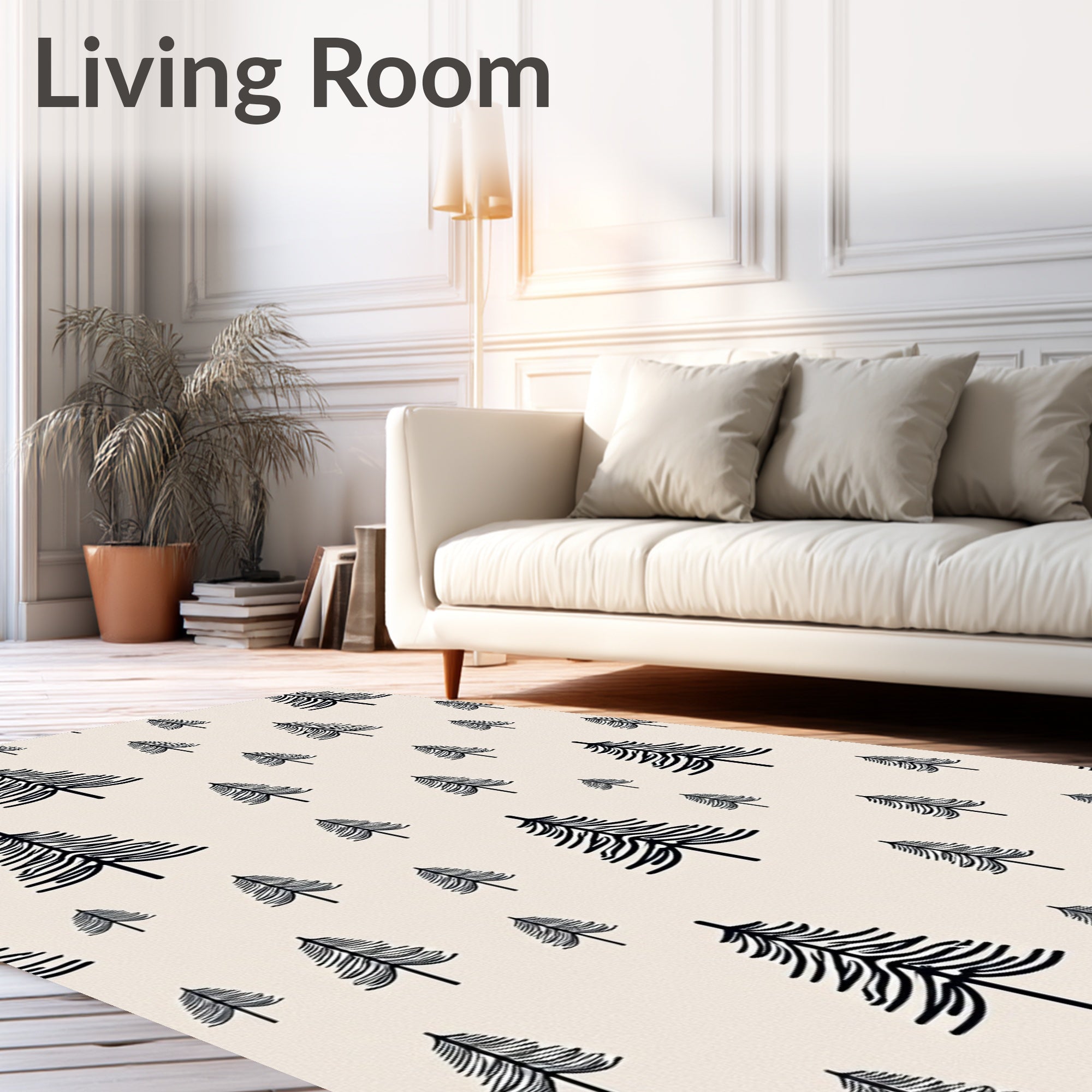 Whimsical Black Tree Forest Scene Rug