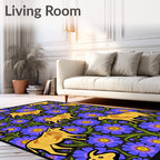 Golden Ox Blue Floral Garden Rug