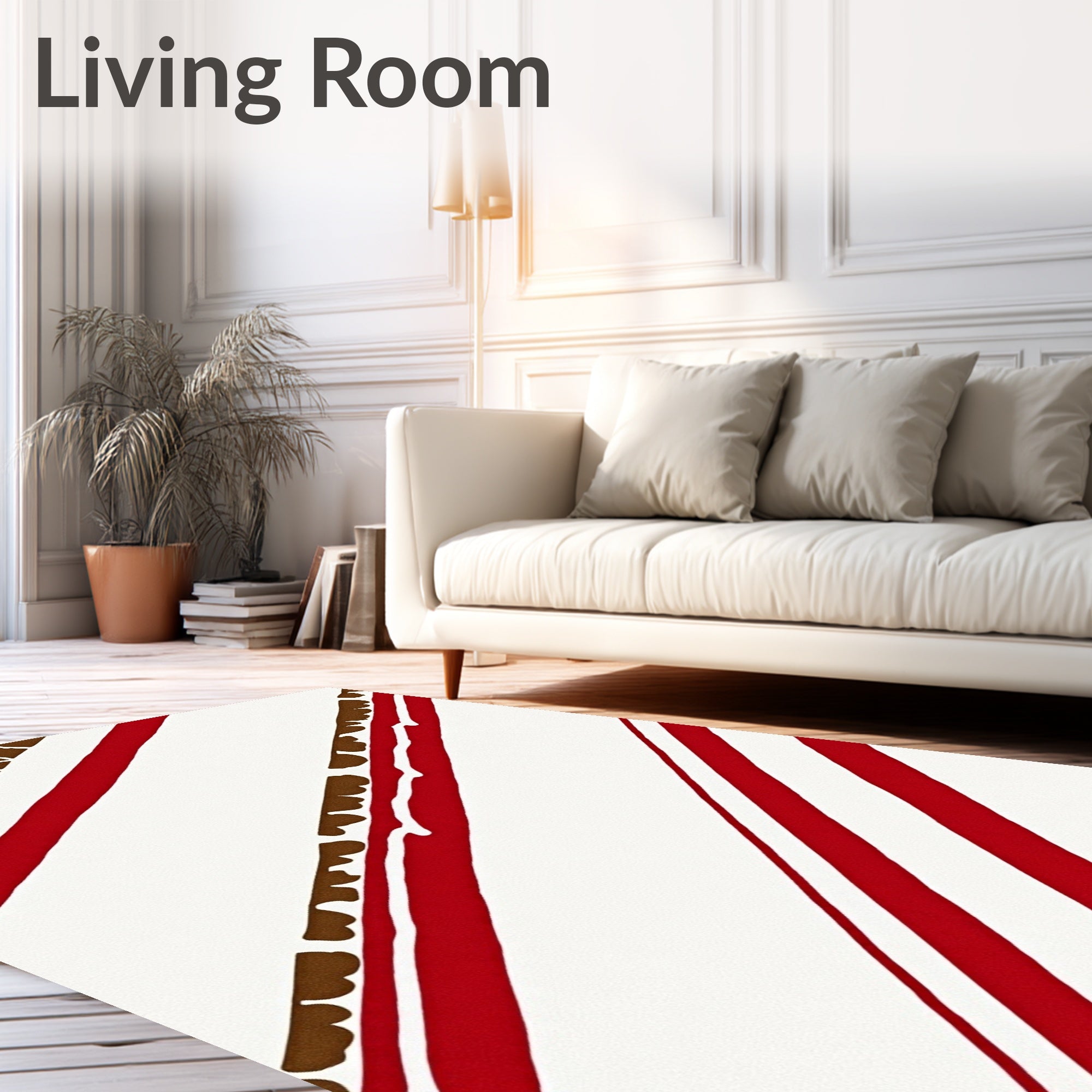 Red Brown Diagonal Stripe Texture Rug