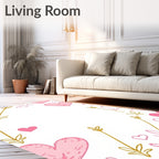 Pink Heart Arrow Arrangement Rug