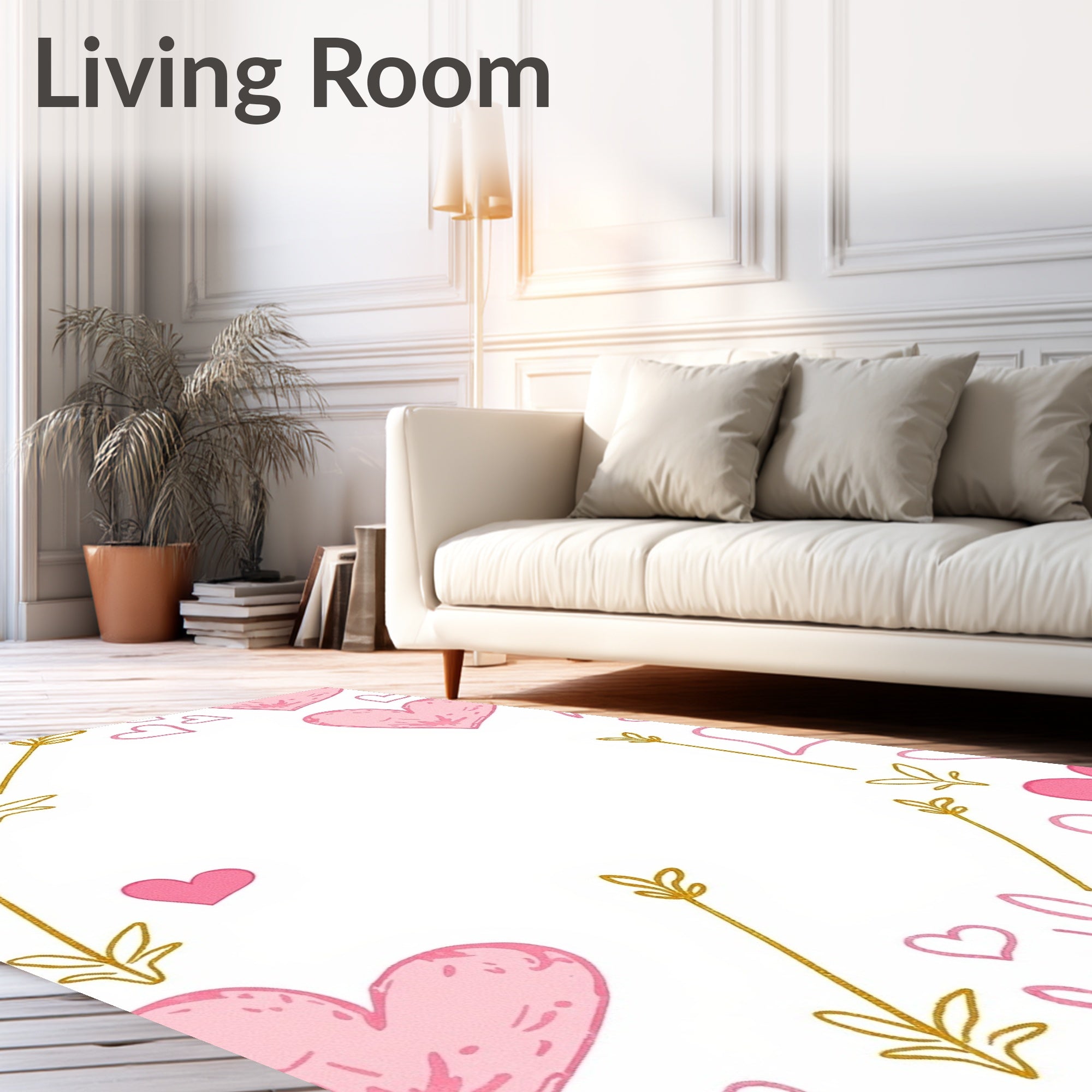 Pink Heart Arrow Arrangement Rug