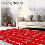 Bright Red Pine Tree Garland Rug