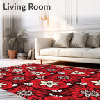 Bold Red Floral Garden Bloom Rug