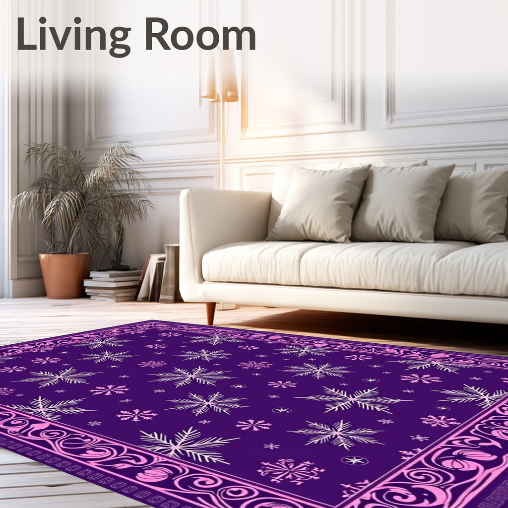 Purple Snowflake Intricate Border Rug