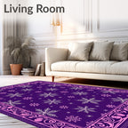 Purple Snowflake Intricate Border Rug