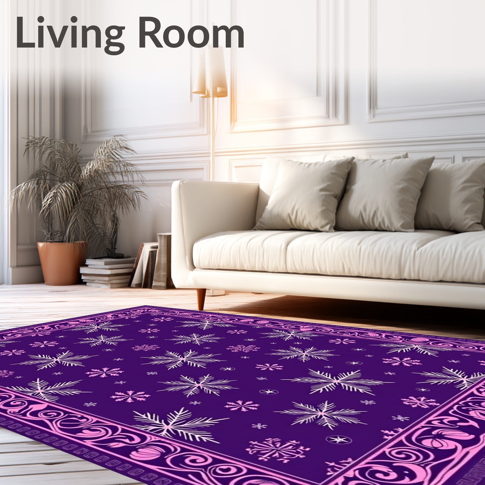 Purple Snowflake Intricate Border Rug
