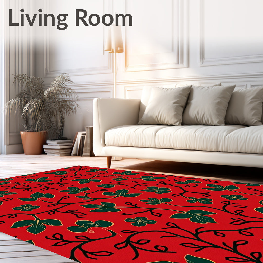 Crimson Ivy Vine Floral Rug