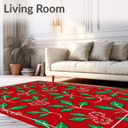 Classic Red Floral Vine Arrangement Rug