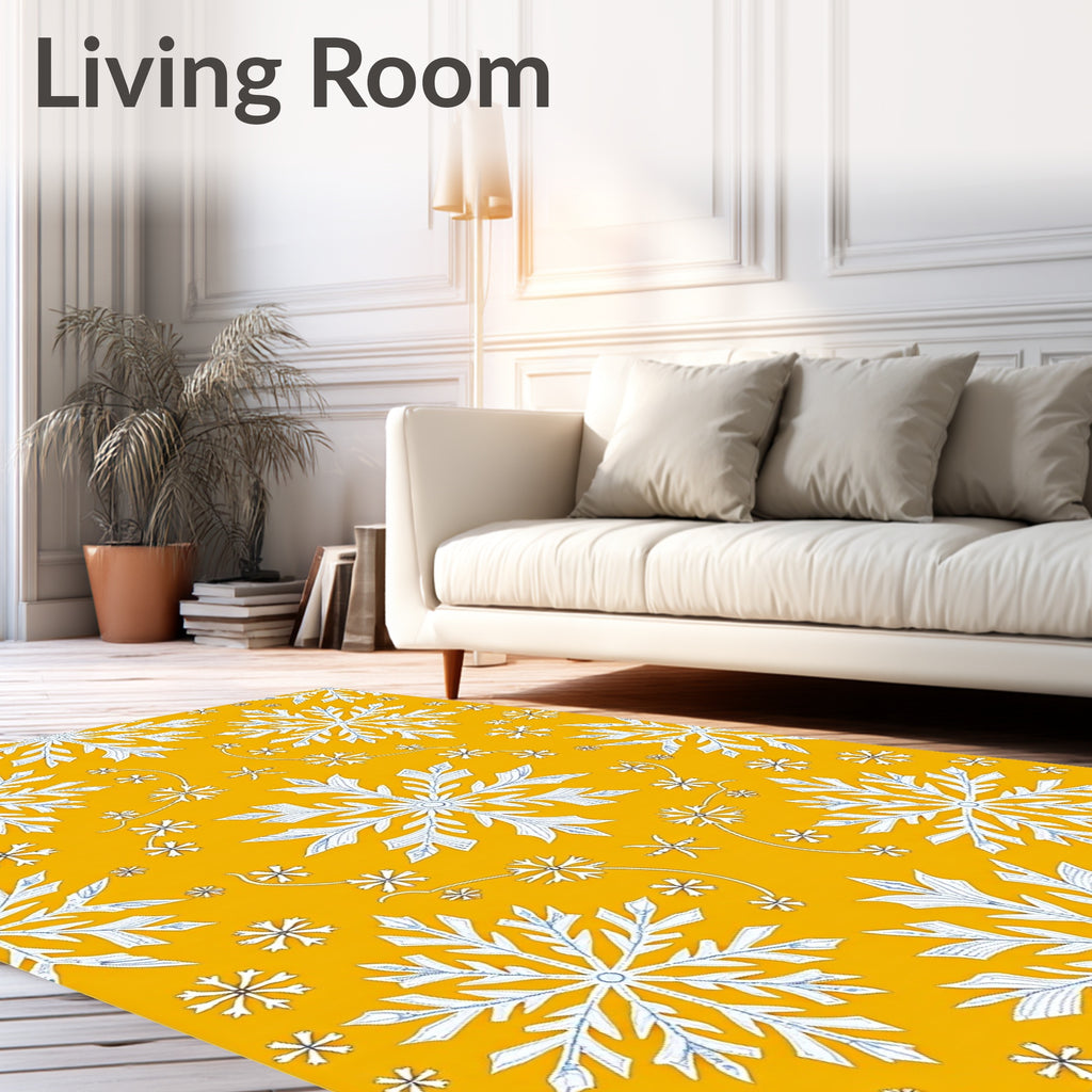Golden Yellow Snowflake Garland Repeating Rug
