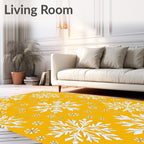 Golden Yellow Snowflake Garland Repeating Rug