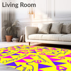 Yellow Pink Blue Bunting Hearts Rug