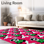 Whimsical Panda Snowflakes Pink Rug