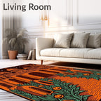 Spooky Orange Gothic Castle Pumpkins Rug