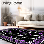 Whimsical Lavender Bat Garden Accent Rug