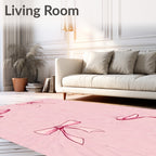 Pink Bows Whimsical Swirl Rug