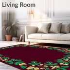 Crimson Garden Green Yellow Border Rug