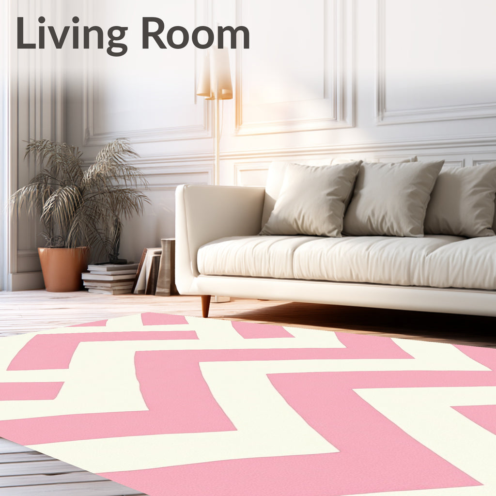 Chic Pink Chevron Stripe Rug
