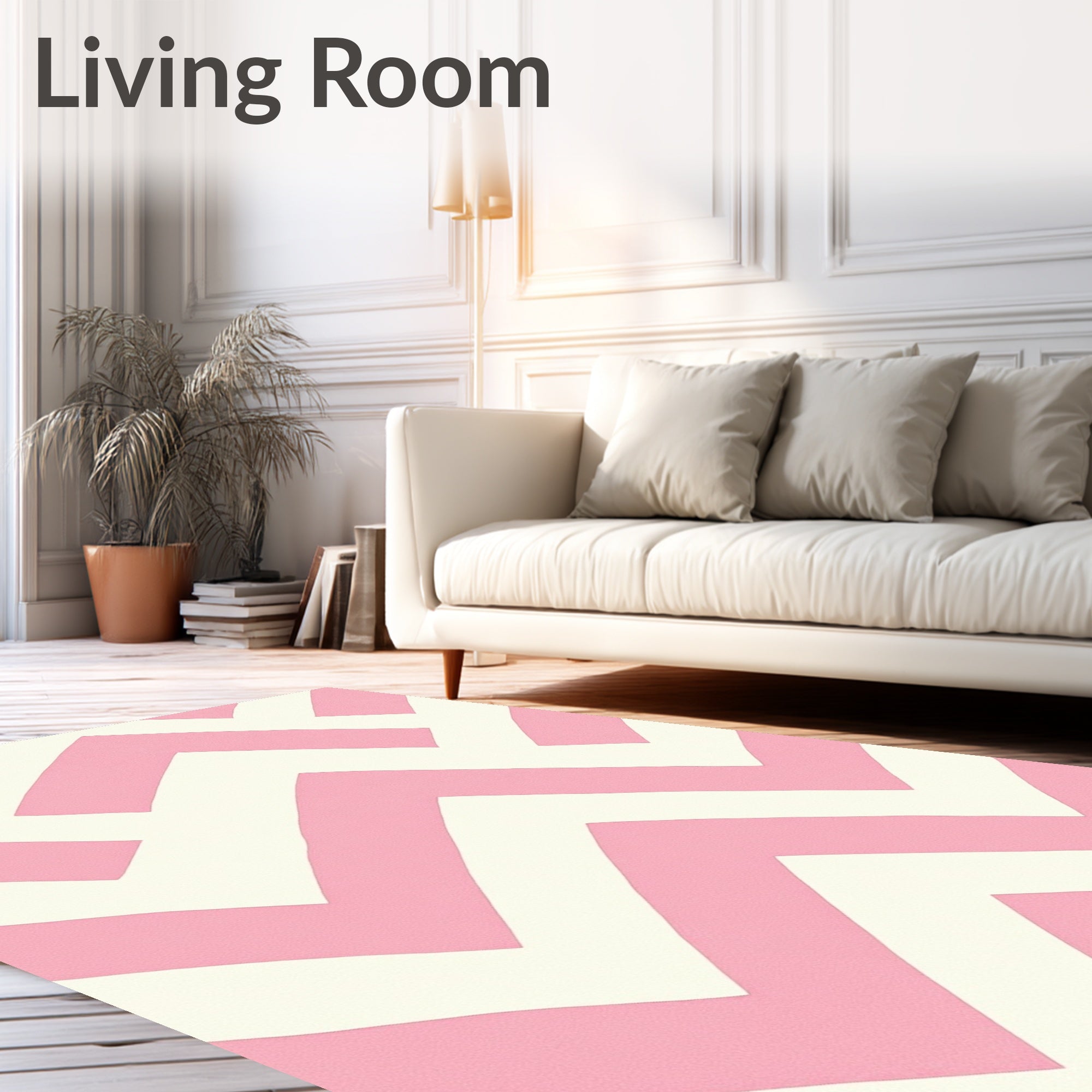 Chic Pink Chevron Stripe Rug