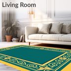 Golden Floral Butterfly Frame Rug