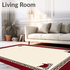 Crimson Reindeer Sleigh Border Rug