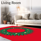 Green Leafy Garland With Yellow Stars Rug