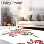 Pink Crimson Floral Foliage Sprigs Rug