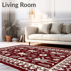 Charming Elf Bordered Deep Red Garden Rug