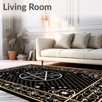 Celestial Golden Pentagram Starry Night Rug