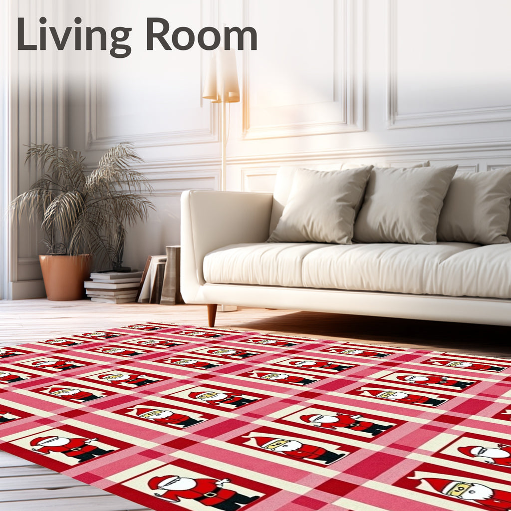 Red White Plaid Santa Repeat Rug