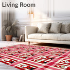 Red White Plaid Santa Repeat Rug