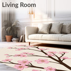Blossom Pink Cherry Branch Ivory Rug