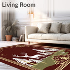 Whimsical Deer Forest Woodland Scene Rug