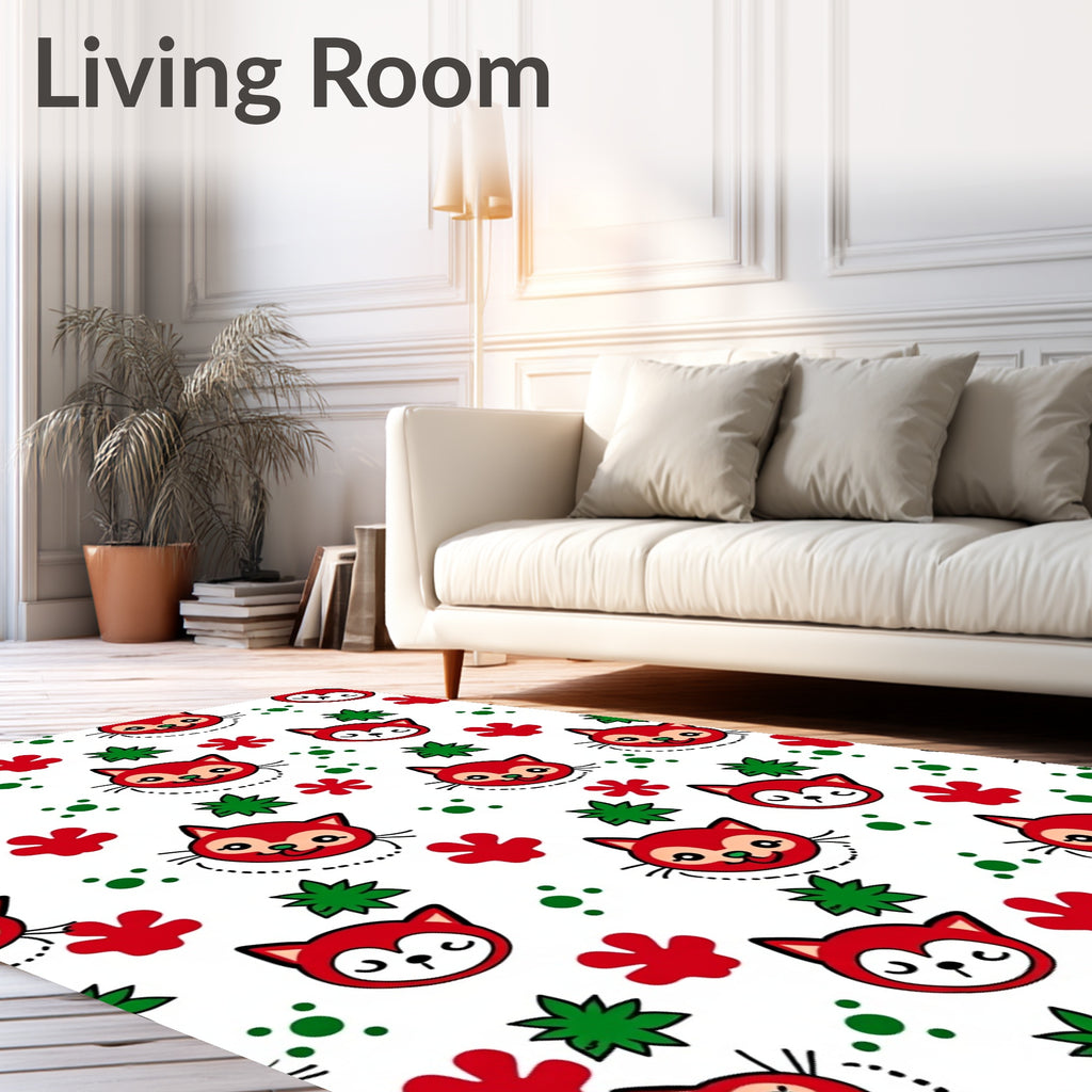 Cute Red Fox Faces Whimsical Scatter Rug