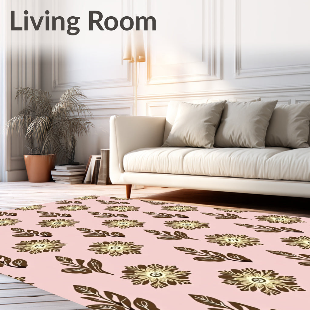 Blush Floral Leaf Arrangement Rug
