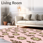 Blush Floral Leaf Arrangement Rug