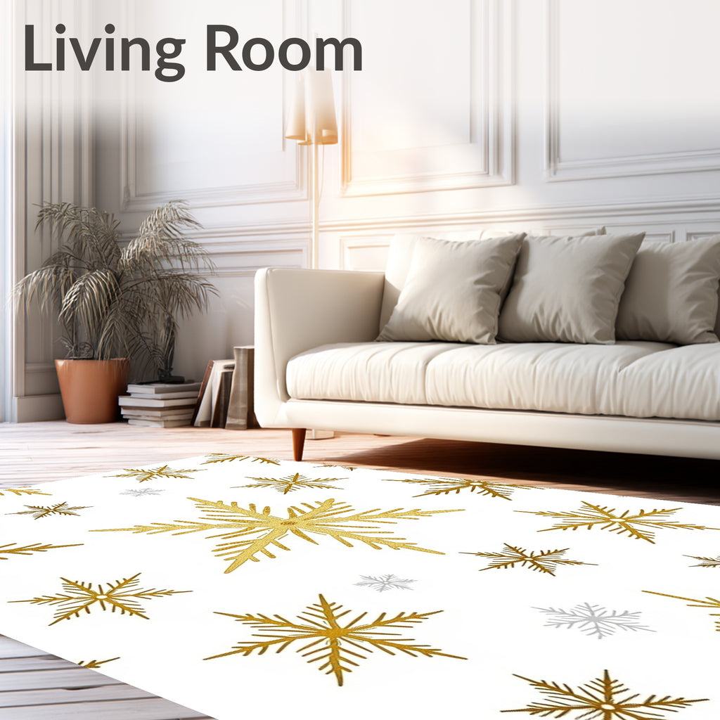 Gold Glitter Snowflake Charm Rug