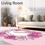 Pink Floral Horse Portrait Rug