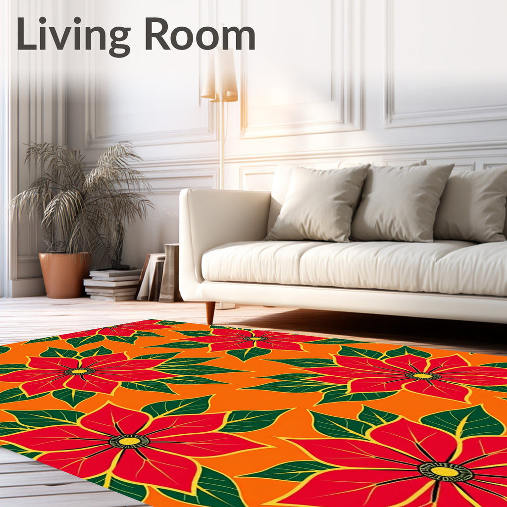 Vibrant Red Floral Garden Rug