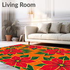 Vibrant Red Floral Garden Rug