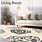 Black And White Tree Ring Elements Rug