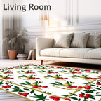 Red Holly Berry Garland Bordered Rug