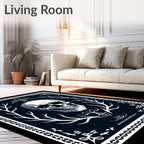 Dark Night Skull and Branches Border Rug