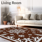 Winter White Snowflake Baroque Rug